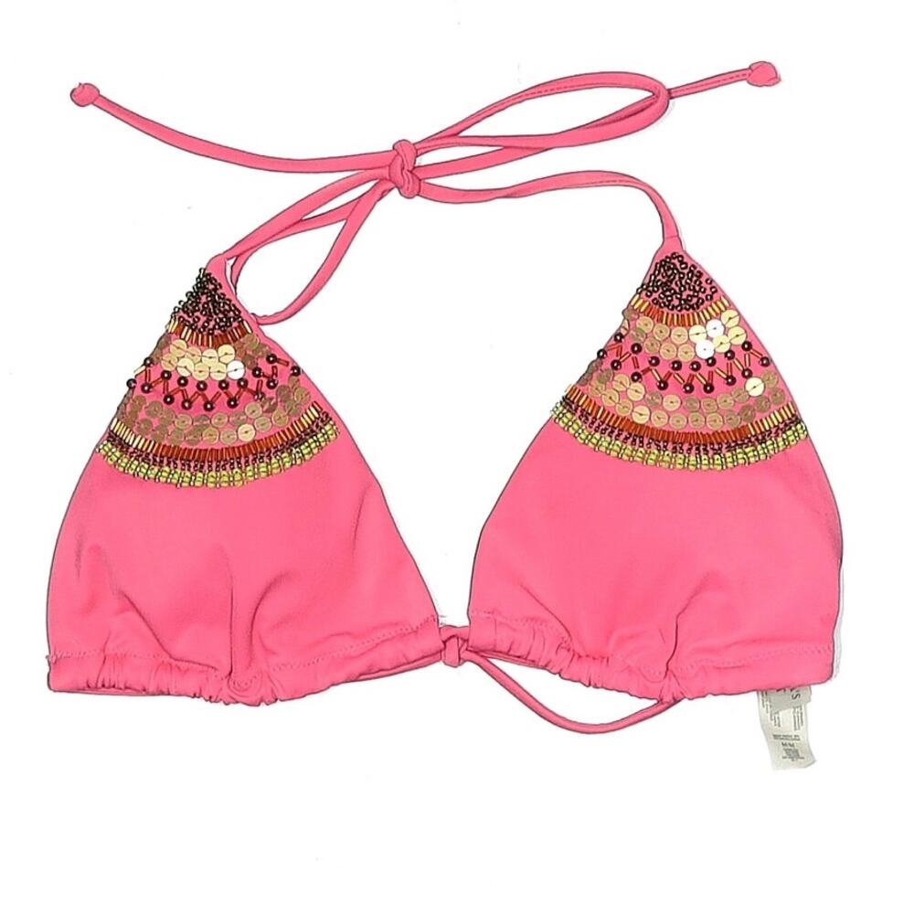 Victoria's Secret Sequin Embellished Pink Bikini Top Size Medium